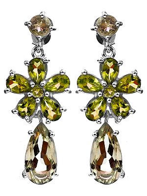 Faceted Peridot and Green Amethyst Earrings