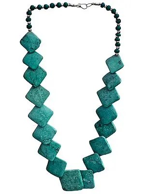 Turquoise Colored Rhomboid Beaded Necklace