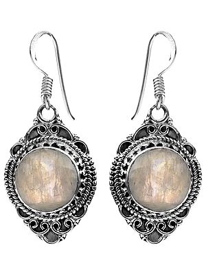 Faceted Rainbow Moonstone Earrings