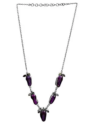 Purple Pearl Necklace with Faceted Gemstone (Rainbow Moonstone, Garnet, Peridot, Amethyst, BT and Iolite)