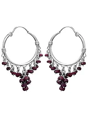 Sterling Hoop Chandeliers with Gems