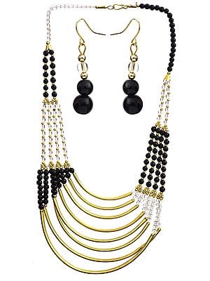 Eight Strand Beaded Necklace with Earrings Set | Indian Fashion Jewelry
