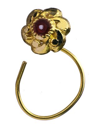 Flower Nose Ring with Meenakari