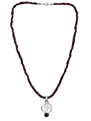 Garnet OM (AUM) Necklace