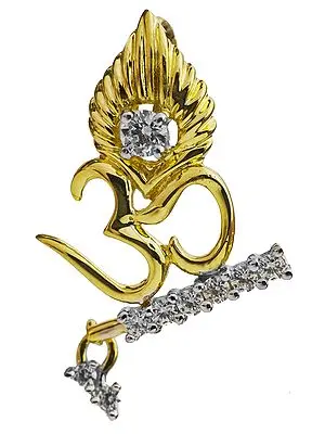 OM (AUM) Pendant with Krishna's Flute and Peacock Feather