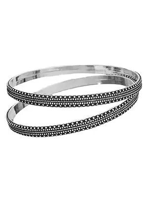 Sterling Bangle with Granulation Work (Price Per Pair)