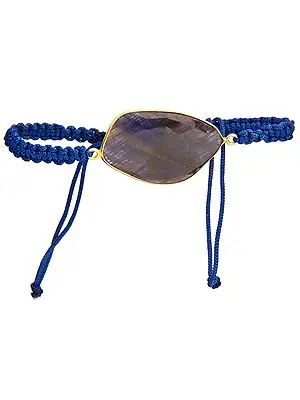 Faceted Iolite Gold Plated Cord Bracelet