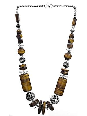 Tiger Eye Necklace with Sterling Beads