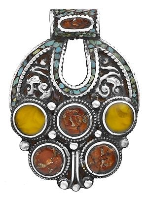 Gemstone Inlay Pendant from Afghanistan
