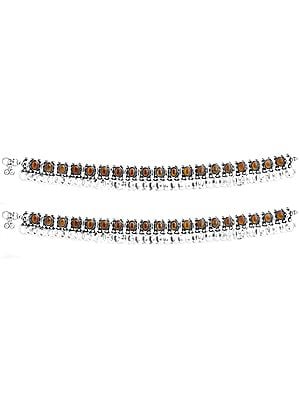 Sterling Carnelian Anklets (Price Per Pair)