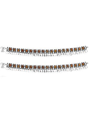 Sterling Carnelian Anklets (Price Per Pair)