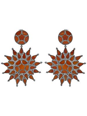 Inlay Coral Post Earrings