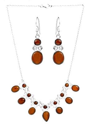 Gemstone Necklace with Earrings Set