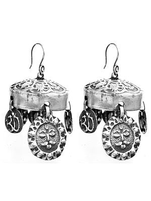 OM (AUM) and Surya Umbrella Chandeliers | Sterling Silver Earrings