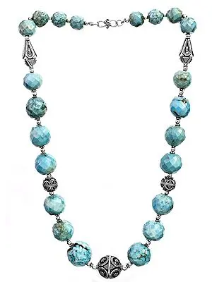 Faceted Turquoise Fine Beaded Necklace