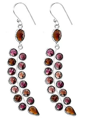 Faceted Leaves Earrings with Gems