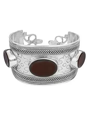 Carnelian Cuff Bracelet with Filigree