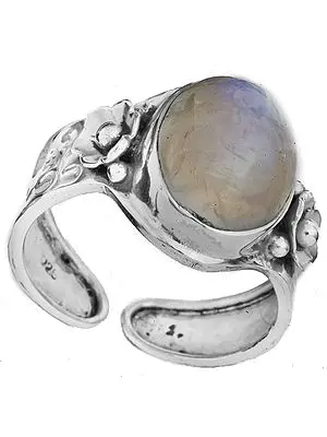 Rainbow Moonstone Ring with Flowers