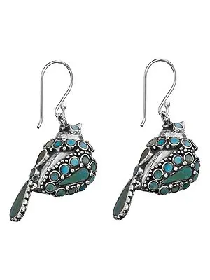 Sparrow With Turquoise Plumage Drop Earrings