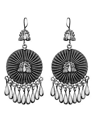 Twin Peacock Earrings with Dangles