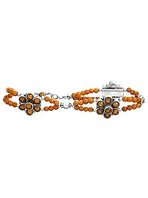 Floral Beaded Bracelet with Gems