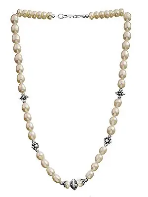 Pearl Necklace with Sterling Beads