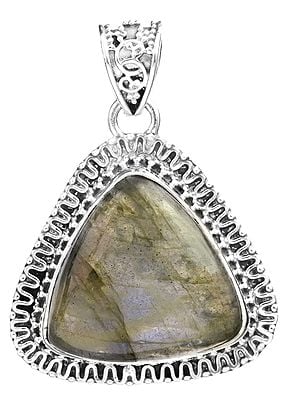 Gemstone Triangle Pendant with Filigree