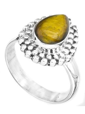 Gemstone Drop Ring with Grains