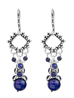 Lapis-Lazuli Bunch Earrings