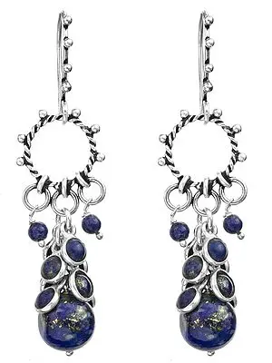 Lapis-Lazuli Hoop Bunch Earrings