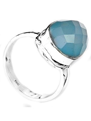 Faceted Blue Chalcedony Drop Ring