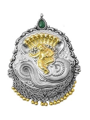 Bhagawan Krishna with Kaliya Gold Plated Pendant (South Indian Temple Jewelry)