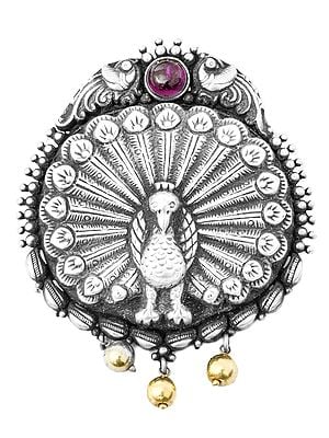 Dancing Peacock Pendant (South Indian Temple Jewelry)