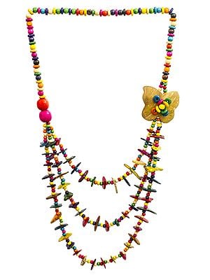 Multicolor Three-Strand Long Necklace