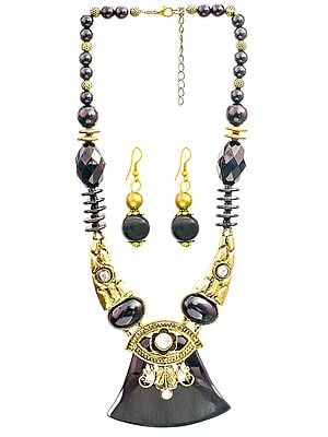 Beaded Necklace with Earrings Set