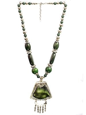 Green and Silver Beaded Necklace