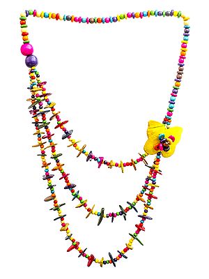 Multicolor Butterfly Three-Strand Long Necklace