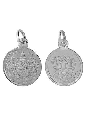 Goddess Gaja-Lakshmi Pendant with Lotus on Reverse (Two Sided Pendant)