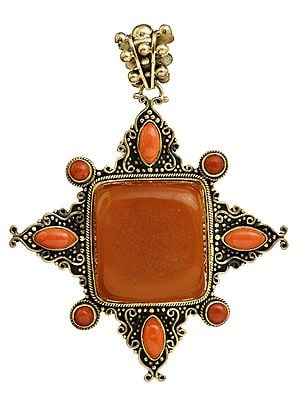 Amber Pendant with  coral