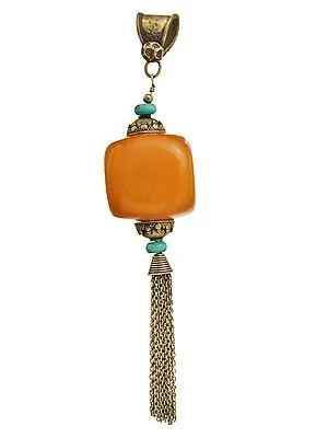 Amber Pendant with  Shower  and Turquoise