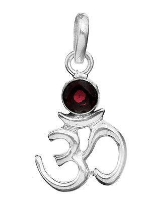 OM (AUM) Pendant with Faceted Garnet