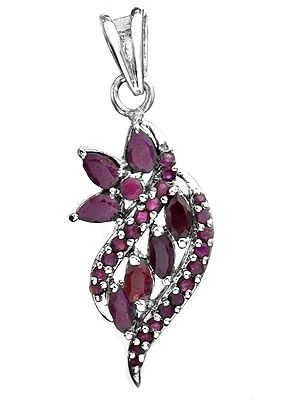 Faceted Ruby Floral Pendant