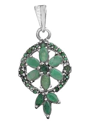 Faceted Emerald Floral Pendant