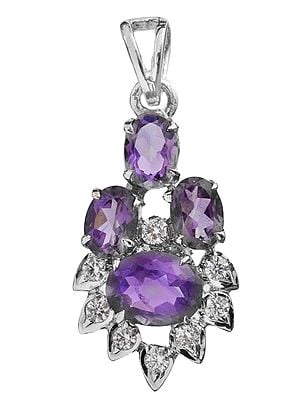 Faceted Amethyst Pendant with CZ