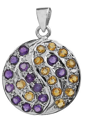 Faceted Citrine with Amethyst Pendant