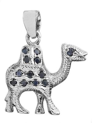Camel Pendant with Faceted Blue Sapphire