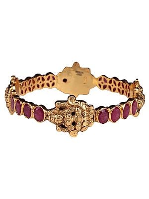 Goddess Lakshmi Bangle with Faceted Ruby (South Indian Temple Jewelry)