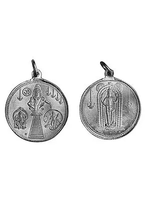 Ayyappan Pendant with Ganesha and Karttikeya and Kuruvayurapar on Reverse (Two Sided Pendant)