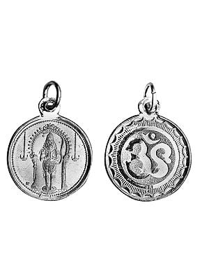 Bhakta Anjaneyar (Hanuman) Pendant with OM (AUM) on Reverse (Two Sided Pendant)