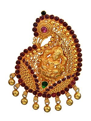 Handcrafted Goddess Lakshmi Peacock Pendant (South Indian Temple Jewelry)